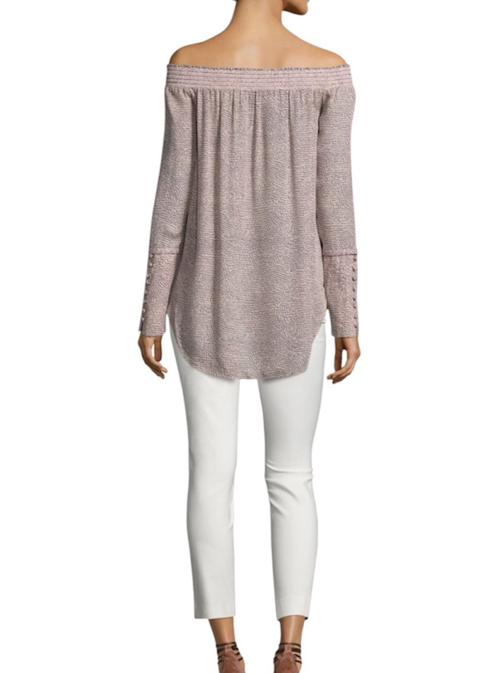 Derek Lamb 10 Crosby Printed Silk Off Shoulder Blouse